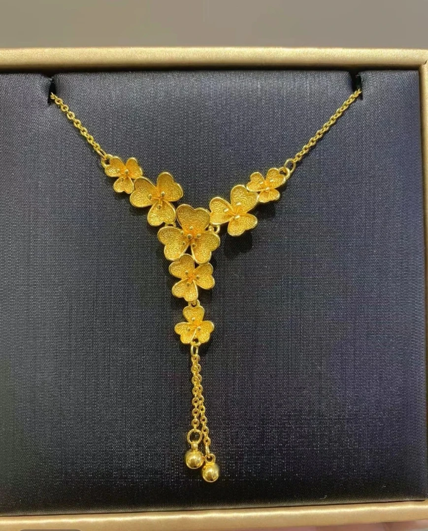 铜合金项链 铜合金手工珐琅项链花嫁繁花似锦套链三生花锁骨链