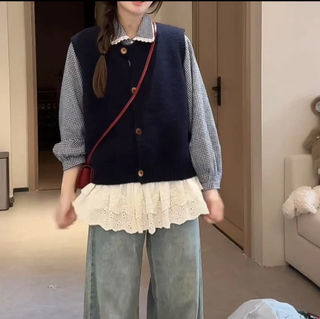 针织马甲复古纽扣设计春秋感女2025年春季新款显瘦百搭背心