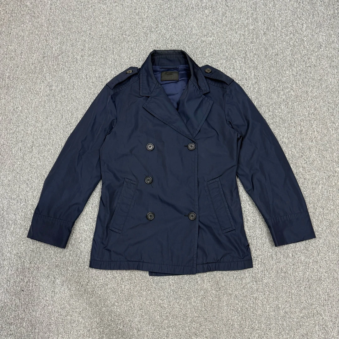 95新 Prada/普拉达 16423628普拉达 藏蓝色尼龙大衣外套 50码95新