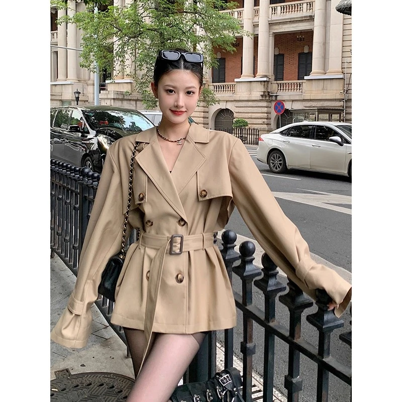 韩版高级感风衣外套女2025春秋新款英伦风小个子风衣外套女短款