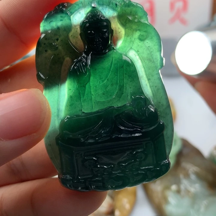 翡翠颈饰未镶嵌保真天然A货翡翠