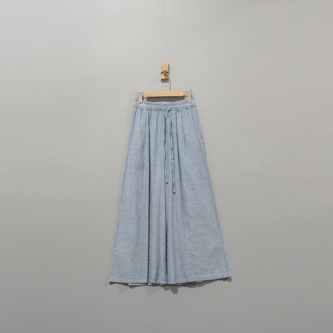 【且听风吟】0213645高货汉麻松紧腰抽绳休闲阔腿裤 裤长88臀围132