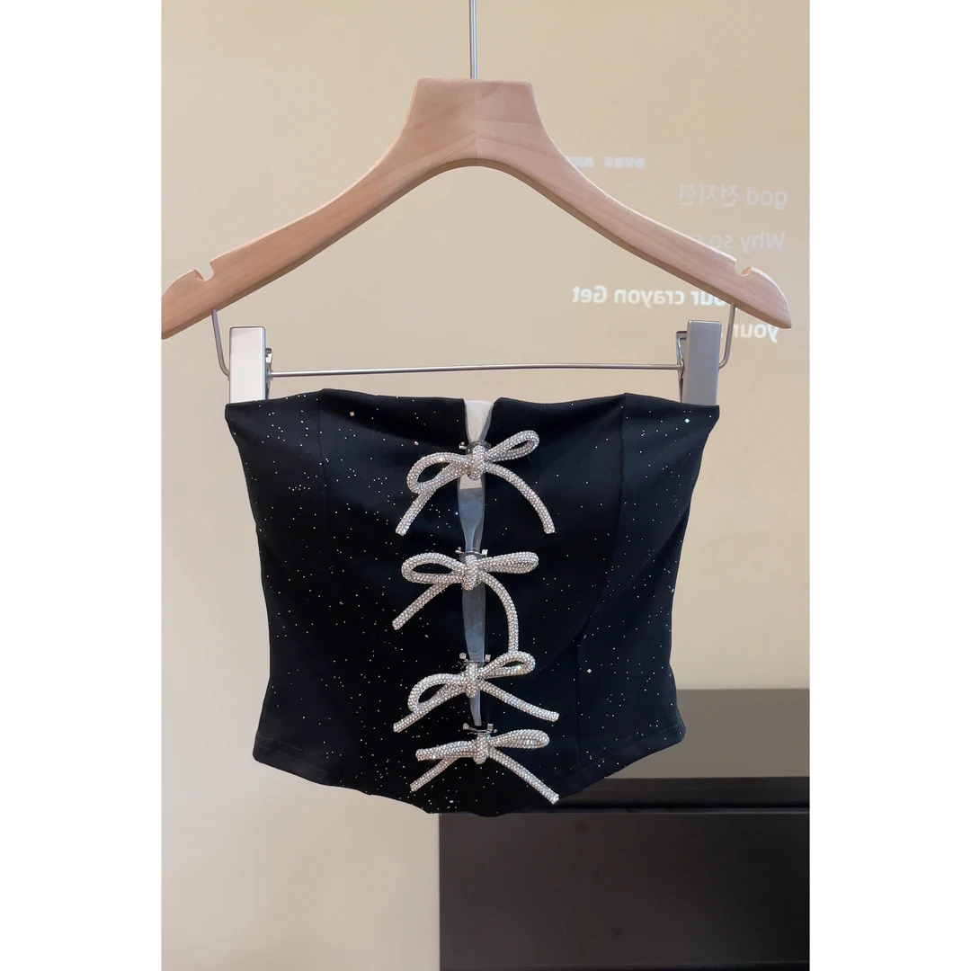 大脸喵 新年战袍 2025新款重工抹胸蝴蝶结纯欲辣妹内搭外穿背心