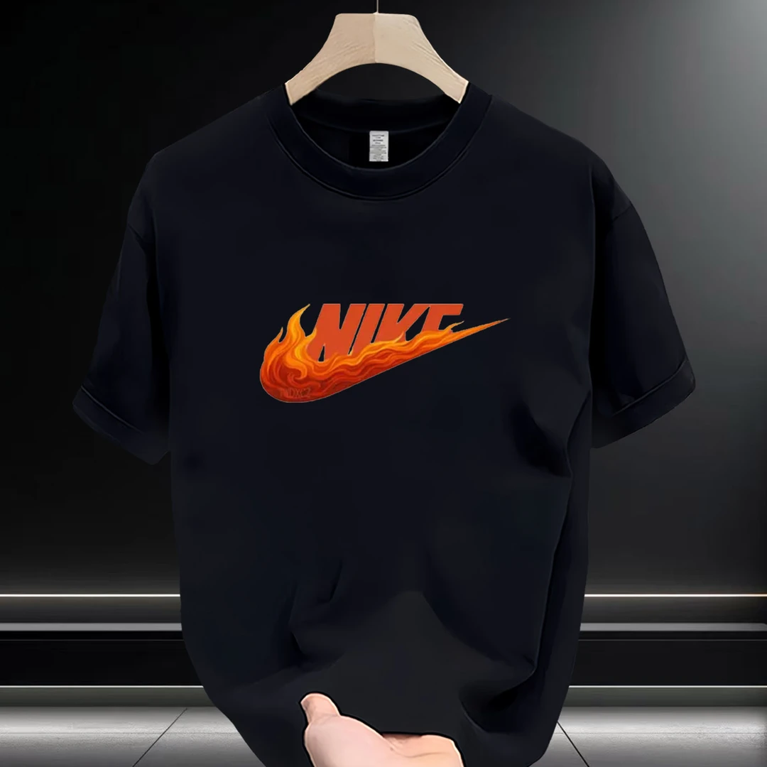 高品质轻奢重磅100%纯棉男士ins短袖t恤时尚百搭休闲圆领大码上衣