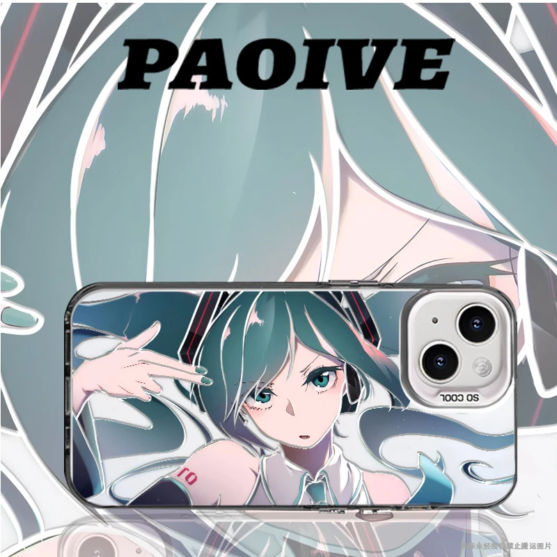 初音未来创意适用苹果华为vivoiPhone小米三星防摔彩银手机壳