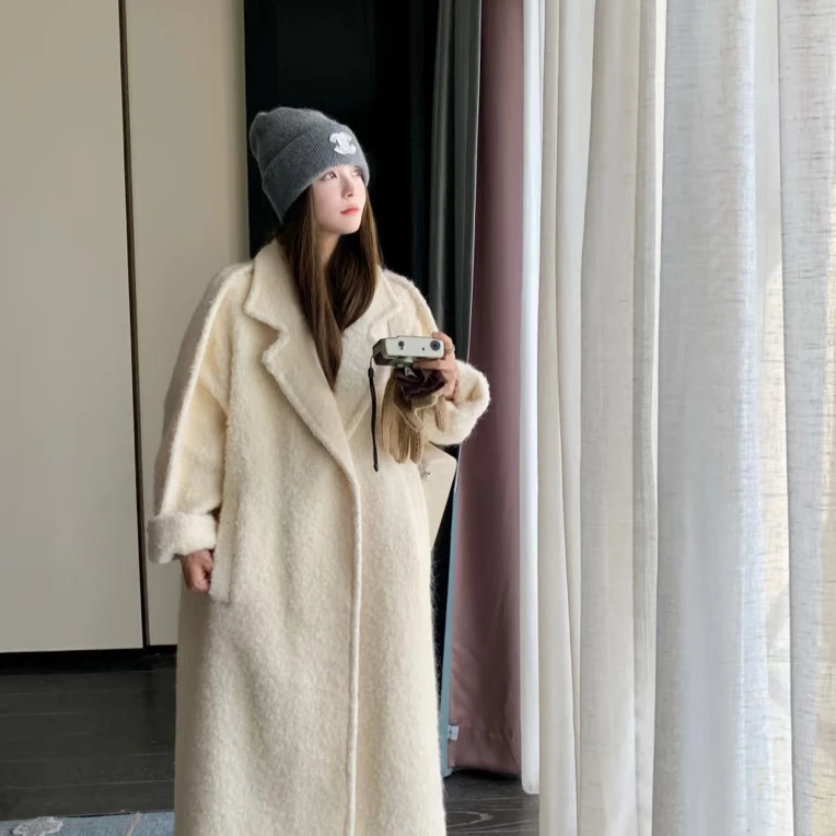 99新 MaxMara 6933/MaxMara 米白色大衣长款外套/38码/98新