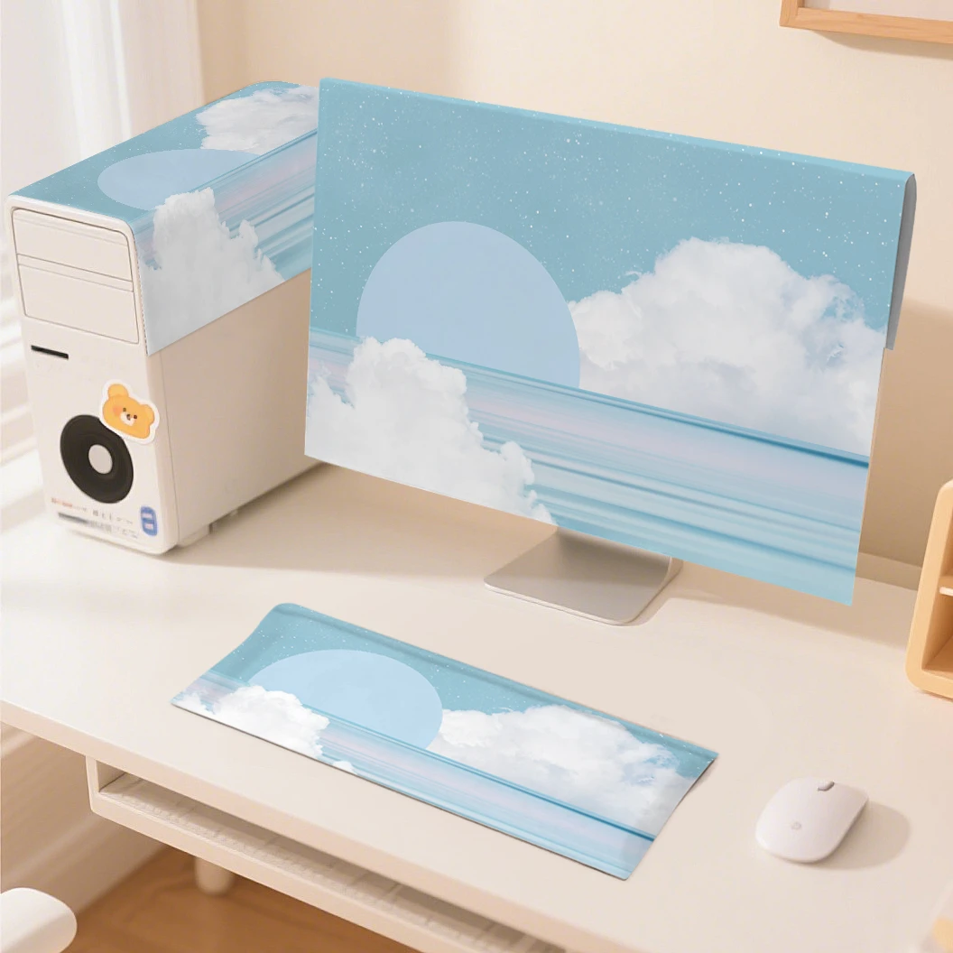 台式电脑遮尘盖巾新款主机键盘显示器盖布防尘保护罩台式盖巾遮尘