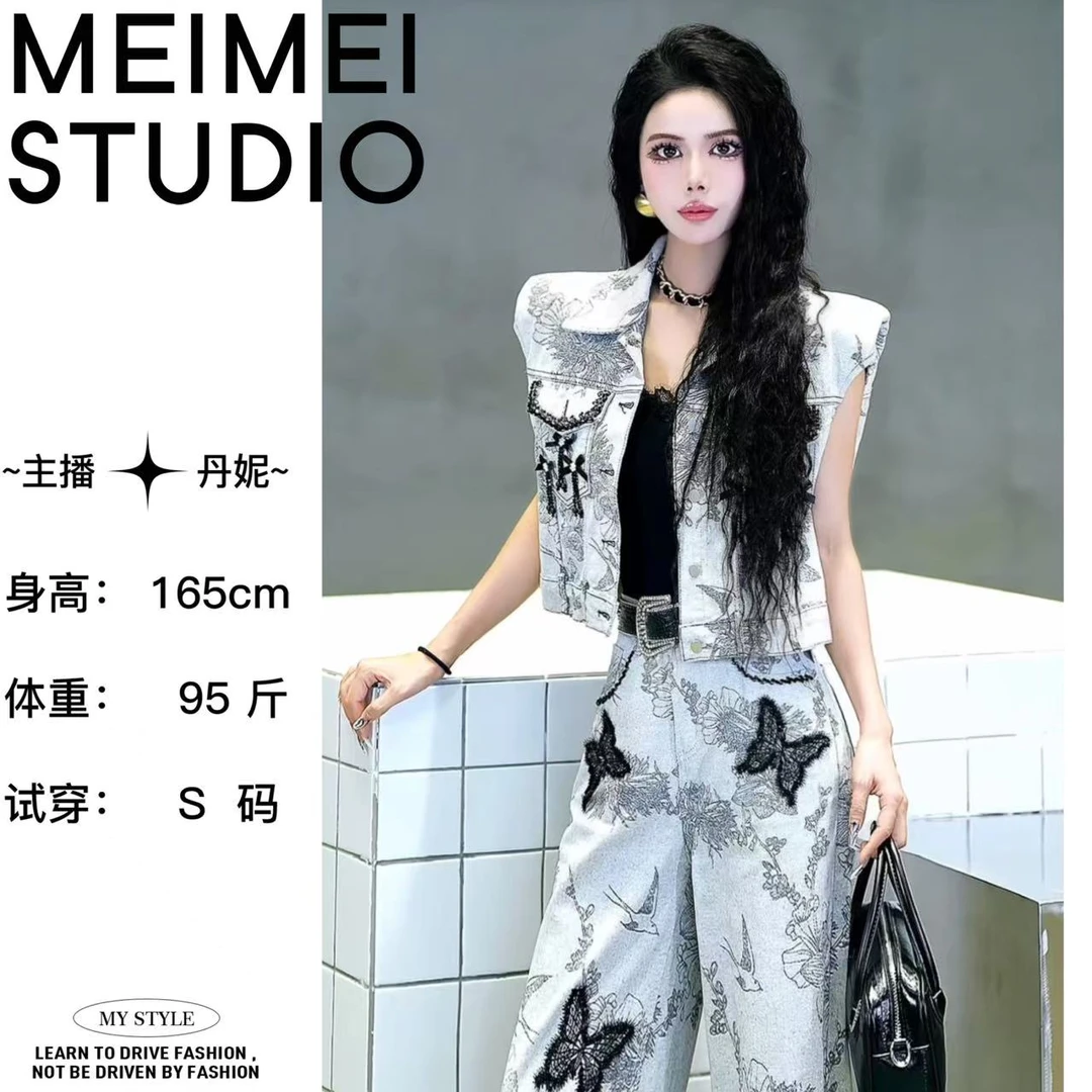 MEIMEI STUDIO【蝴蝶】时尚休闲设计师气质牛仔马甲583-60571863