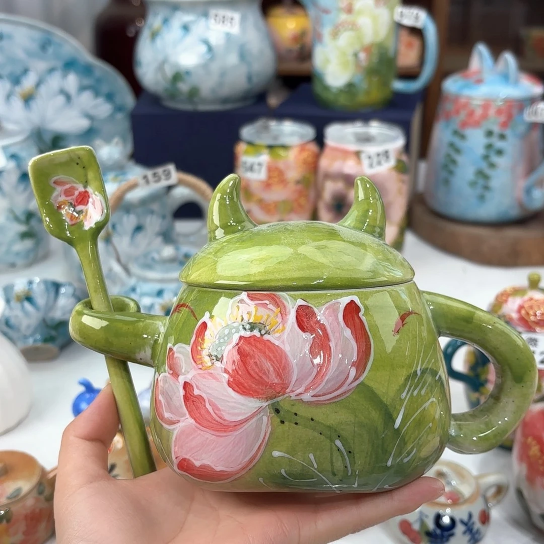 依***阳景德镇手绘高温釉下彩陶瓷茶具