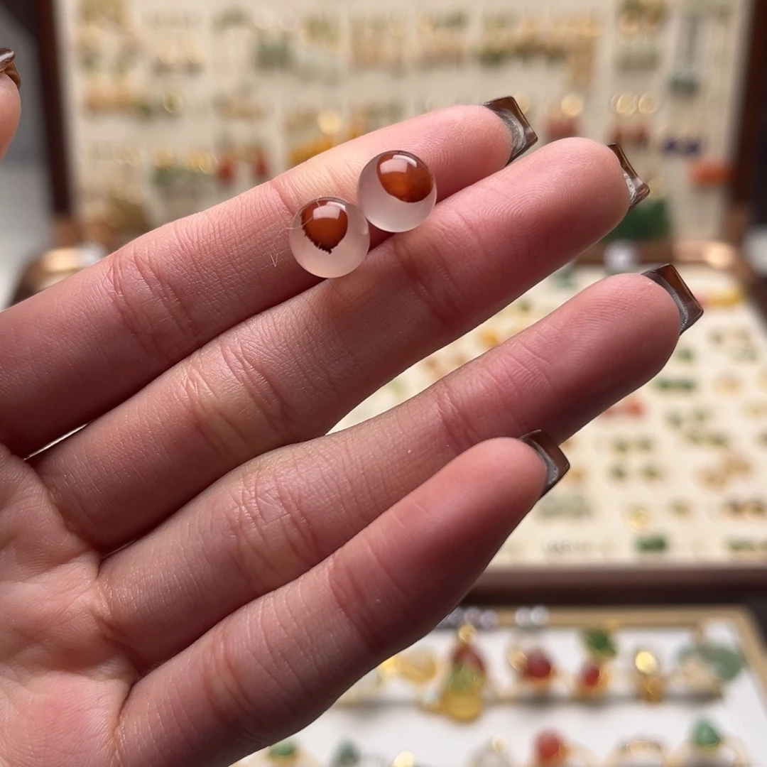 和田玉银S925镀金镶嵌耳坠