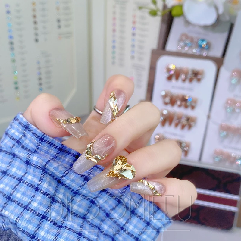 【金魅鎏心】轻奢温柔全华子钻纯手工可拆卸式穿戴甲