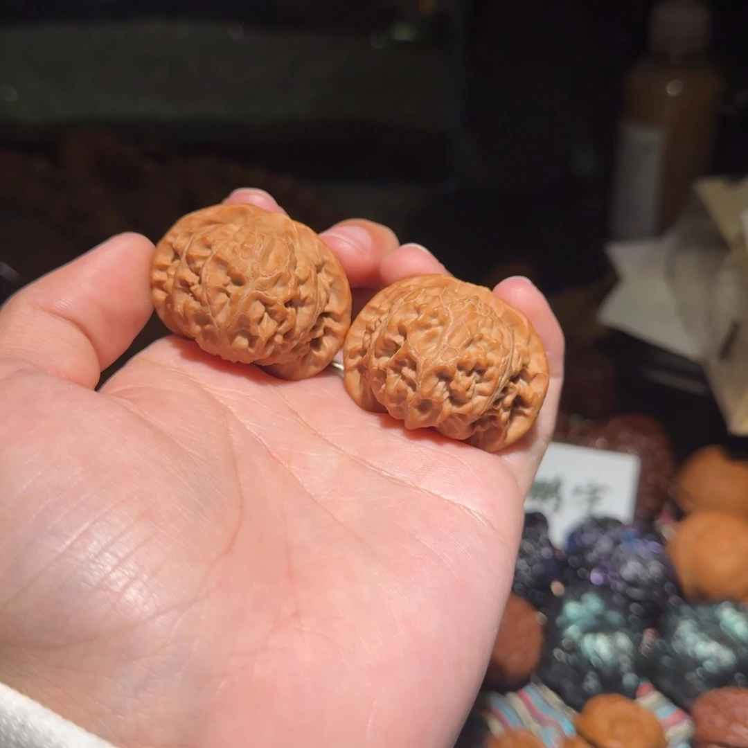 核桃把件1757号43宫灯狮子头文玩核桃