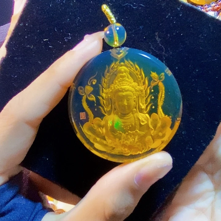 蓝珀未镶嵌珠宝奇石墨西哥蓝珀观音