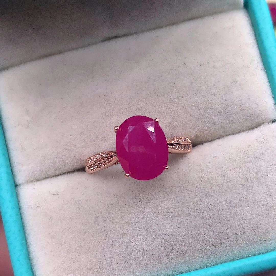 红宝石戒指银S925镶嵌