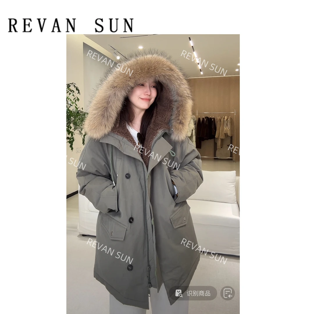 REVAN SUN -大骨架穿搭  毛领中长款羽绒服2485
