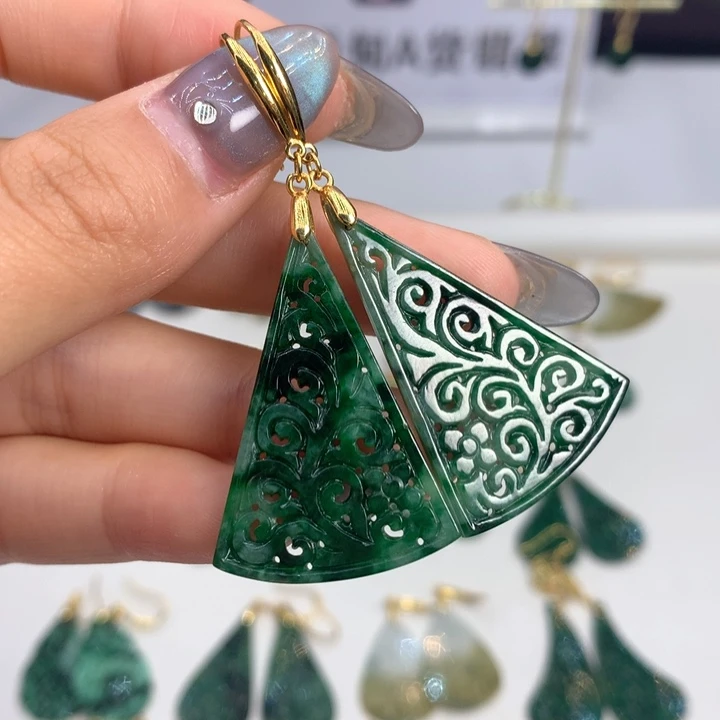 翡翠银S925镶嵌耳饰耳饰