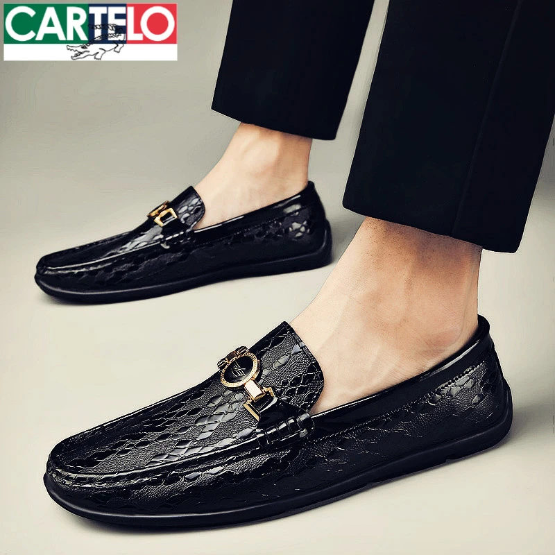 卡帝乐鳄鱼豆豆鞋男款2025夏季新款懒人一脚蹬男士高端休闲皮鞋男