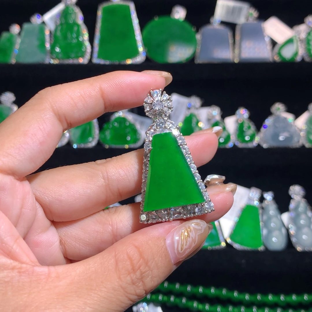 【闪购商品】翡翠银S925镶嵌颈饰天然翡翠