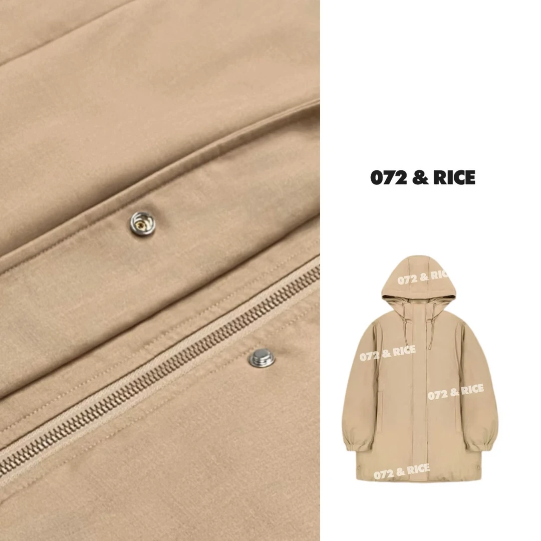 072 & RICE【小禾卡】桑蚕丝+羊毛 秋冬连帽白鹅绒外套 A-HMG09