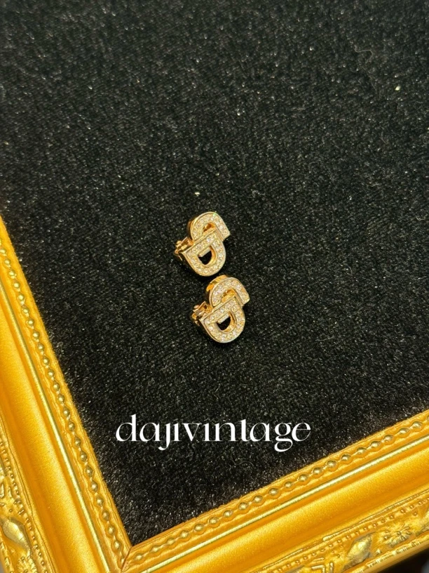 99新 Chanel/香奈儿 大吉中古/Dior迪奥cd带钻耳夹