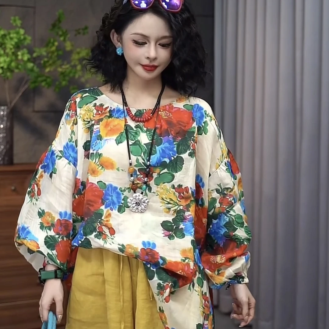 【花影如幻】2025新中式轻奢高定复古清凉减龄上衣80037