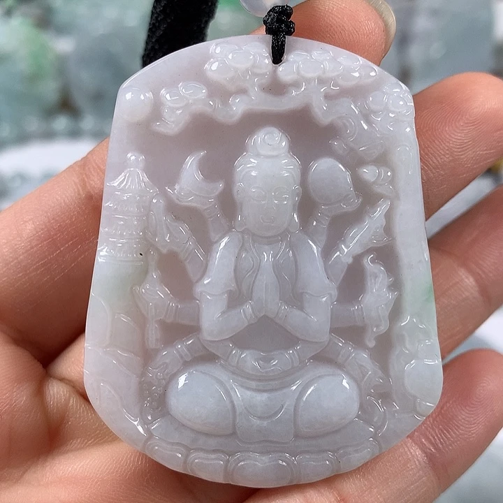 颈饰未镶嵌翡翠千手观音福利有两条棉线福利