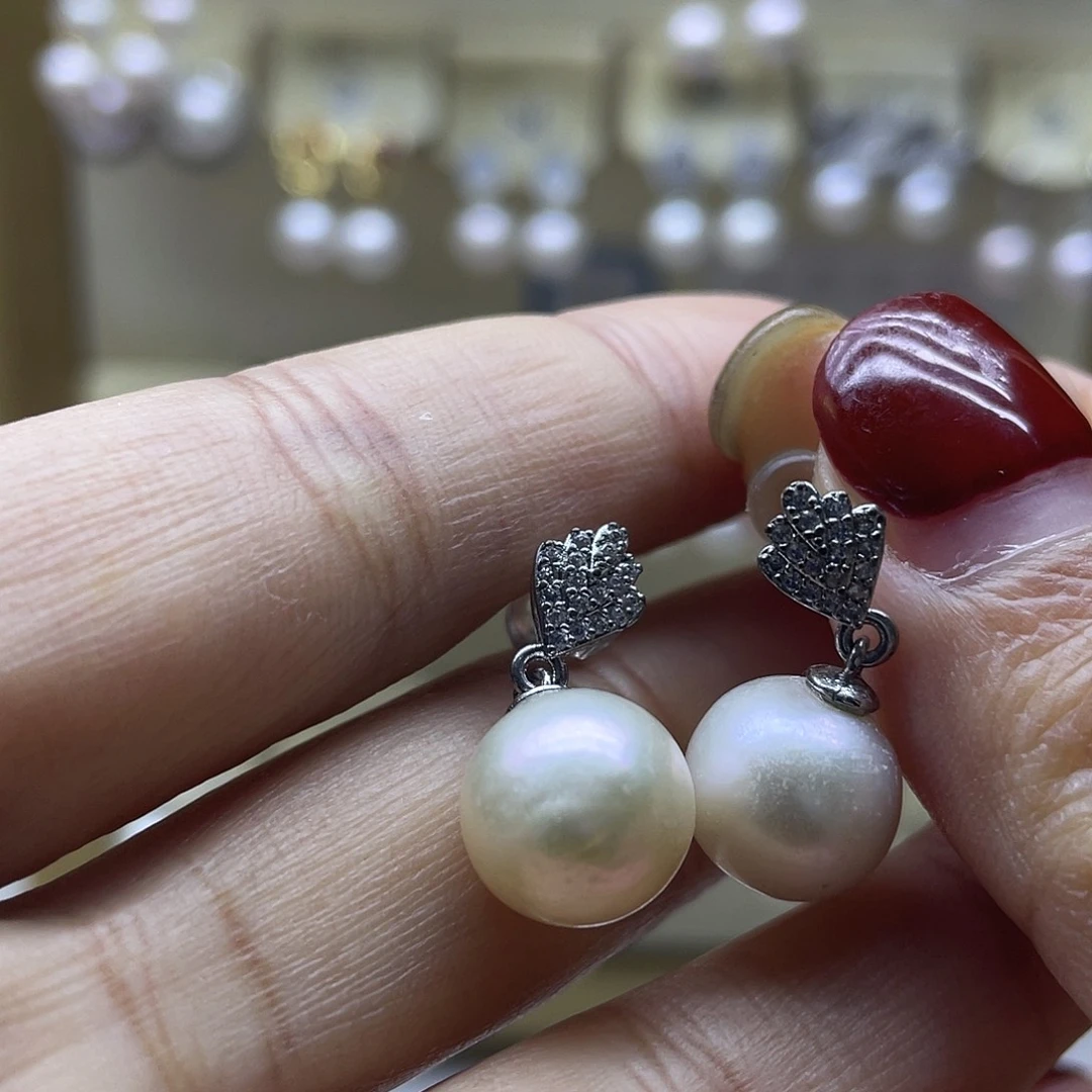 淡水珍珠耳饰银S925镶嵌