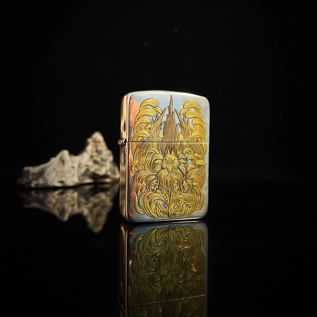 ZIPPO打火机正品DIY1941镀银鎏金九尾狐/送礼收藏（凯亚）DYJ1