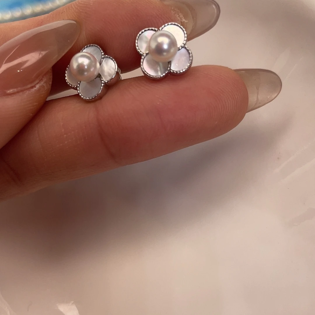 耳饰海水珍珠银S925镶嵌