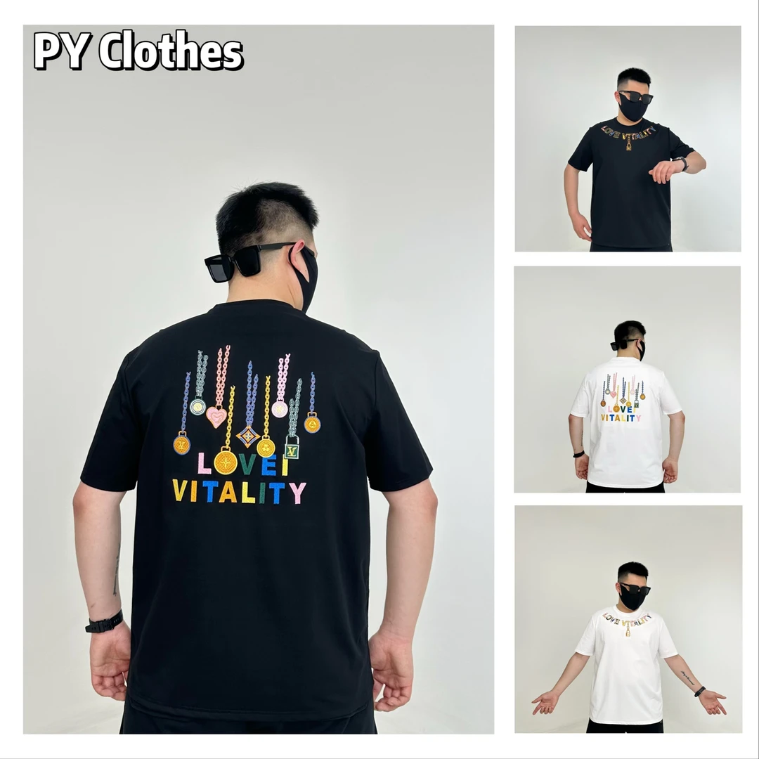 胖语大码男装 2025夏季新款简约百搭重工多色刺绣潮牌短袖79000#S