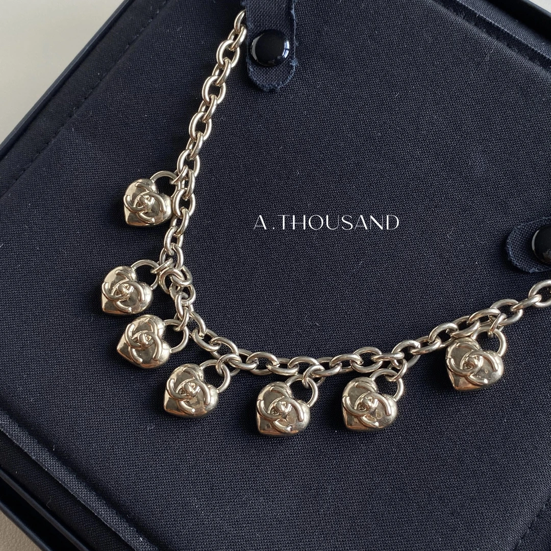 95新 Chanel/香奈儿 浅金色爱心书包扣项链-12759888