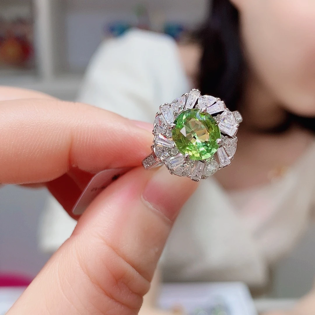 碧玺戒指银S925镶嵌