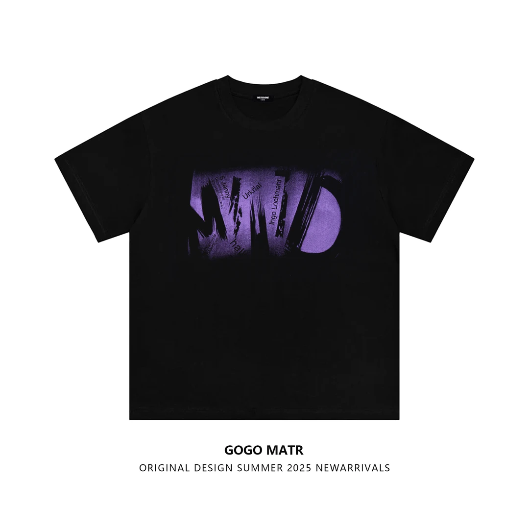 【GOGOMart】夏季新款男女同款T恤舒适百搭 无感印花111