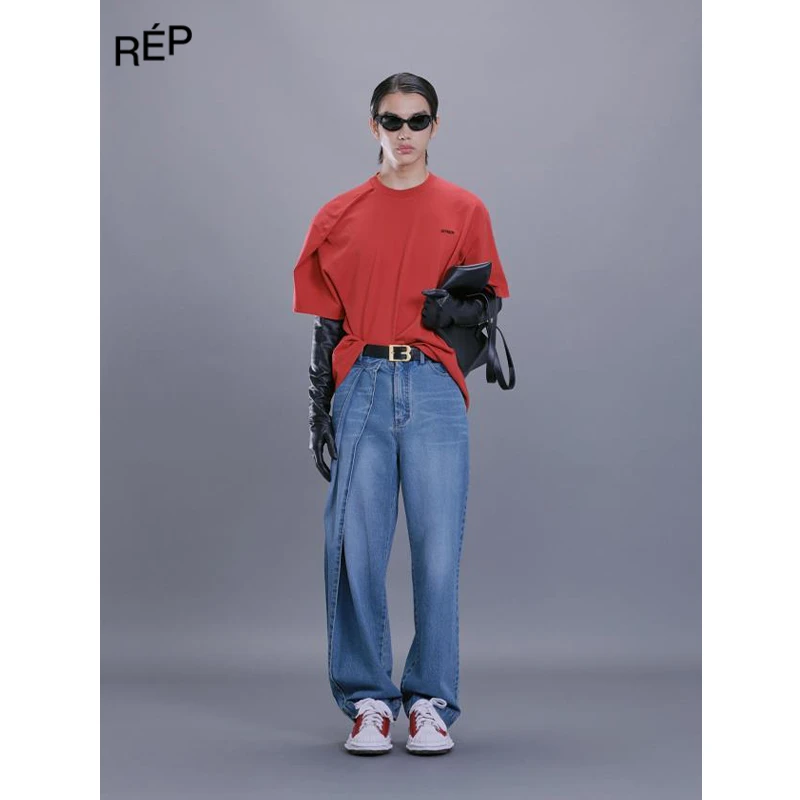 BONBOM设计师品牌红色折肩宽松短袖T 25PS TheREPUBLIQUE买手店