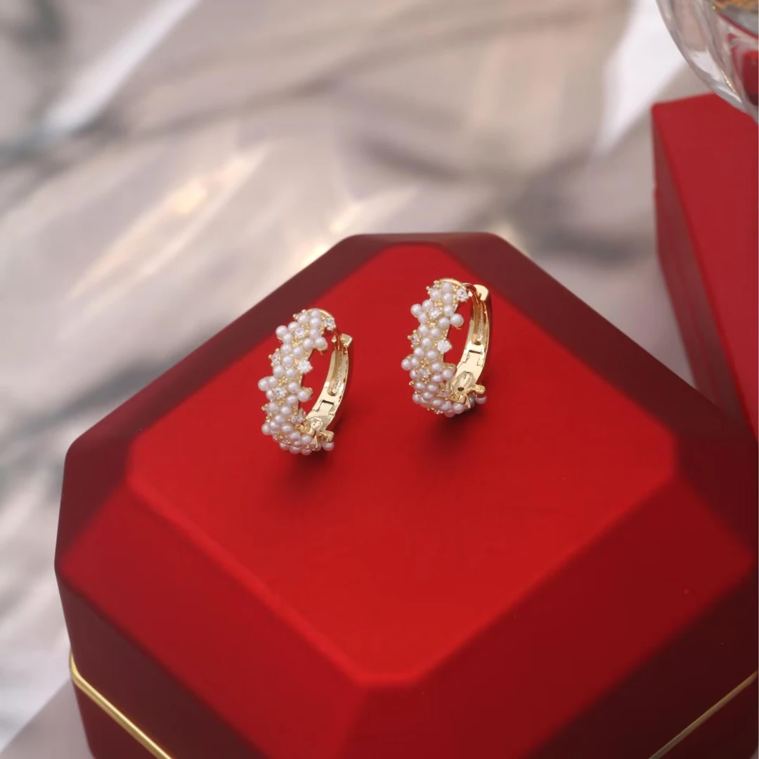 铜合金耳饰 《货号9286》小米珠珠简约小巧小耳圈