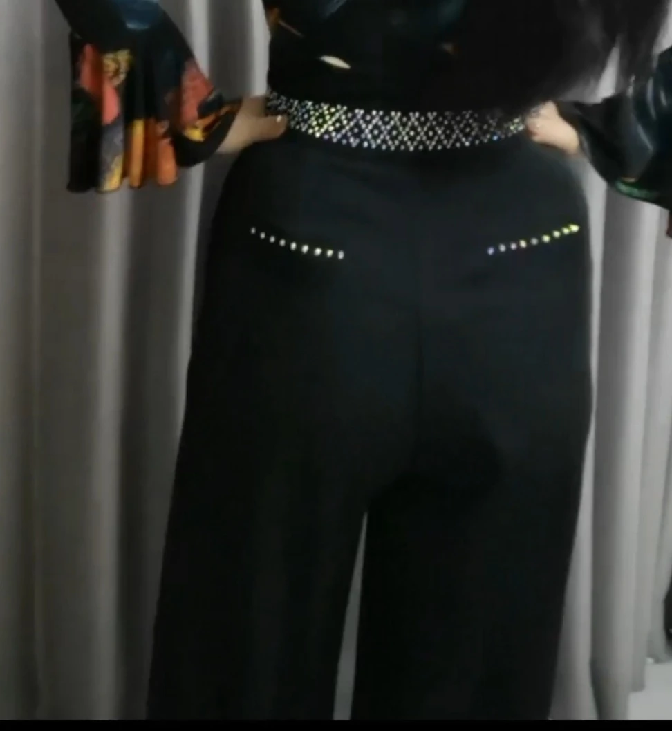 高腰直筒舞蹈裤显瘦休闲广场舞练功裤摩登水兵舞裤子