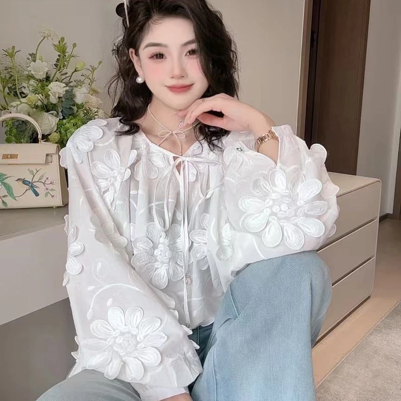 法式高级感气质白色衬衫女新款春秋衬衣时尚上衣长袖漂亮小衫