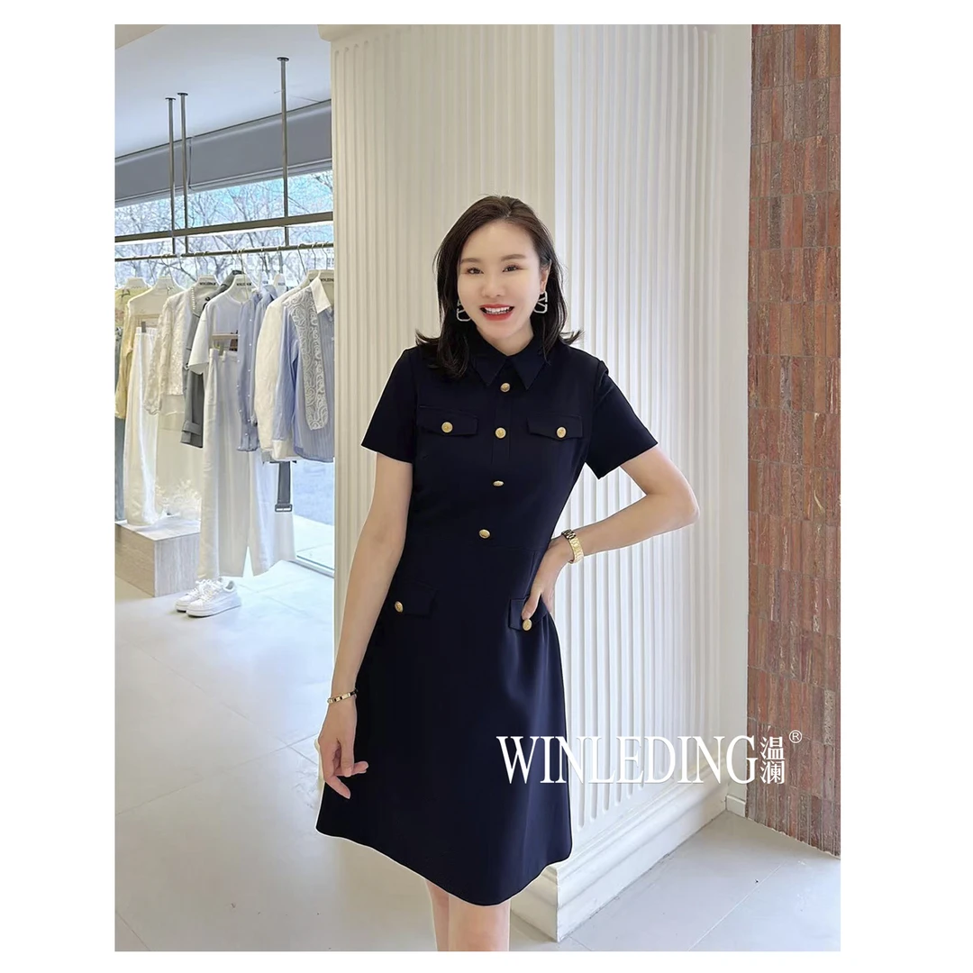温澜服饰·澜“黑松露”醋酸夏季宽松女轻奢显瘦小香风连衣裙40329