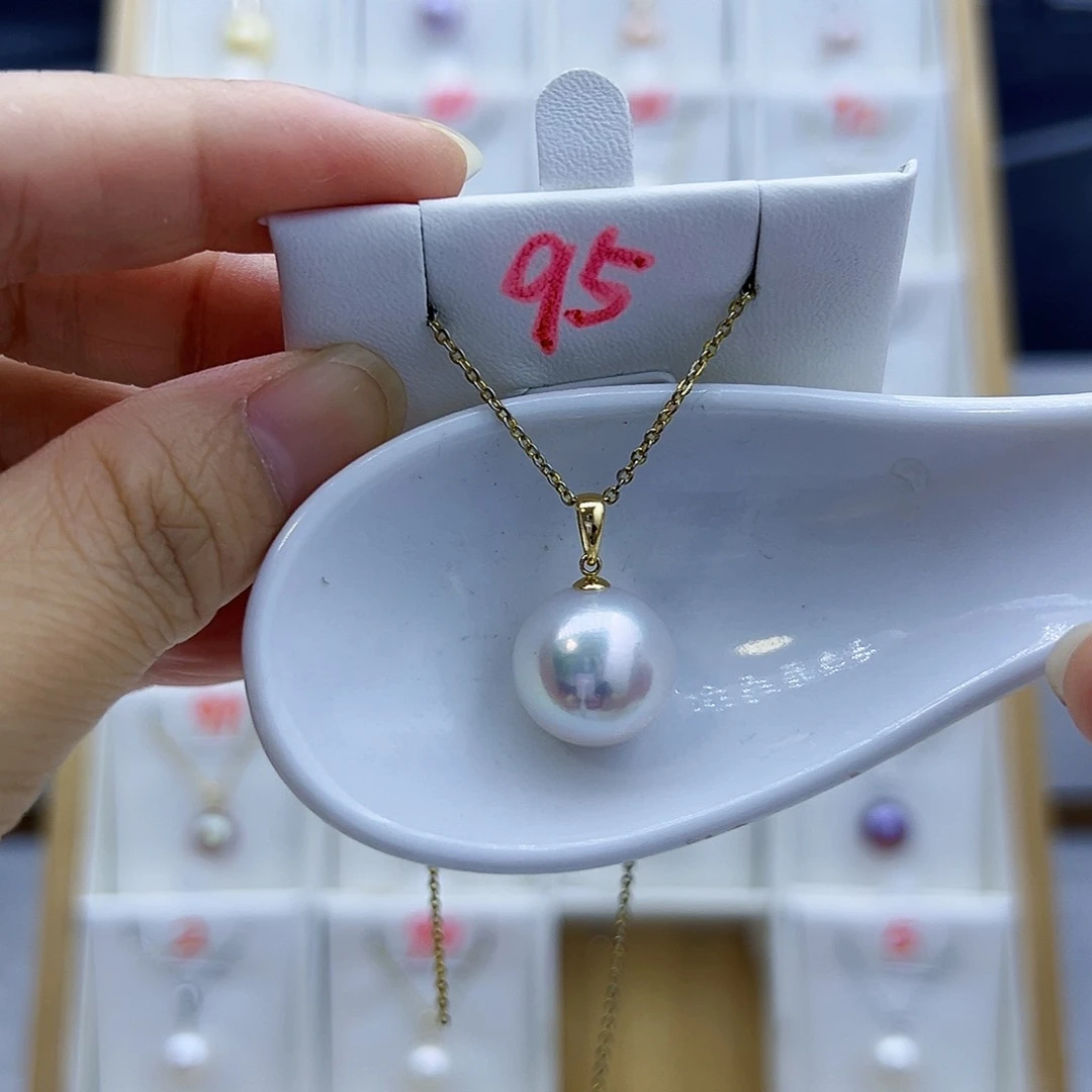 淡水珍珠18K金镶嵌吊坠(不含链)