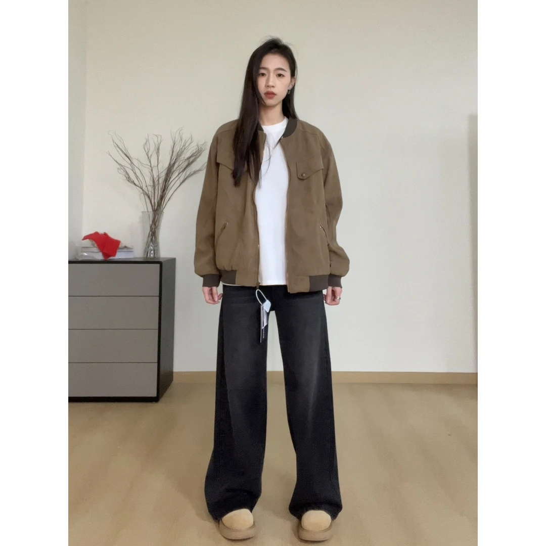 美式复古工装夹克女秋冬季cleanfit做旧感高街感休闲宽松搭配外套