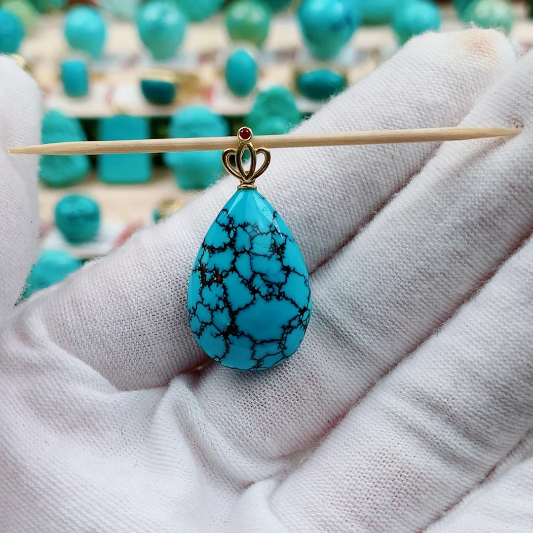 绿松石未镶嵌精品水滴吊坠