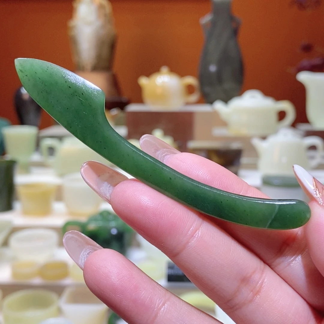 未镶嵌和田玉摆件和田玉碧玉茶刀