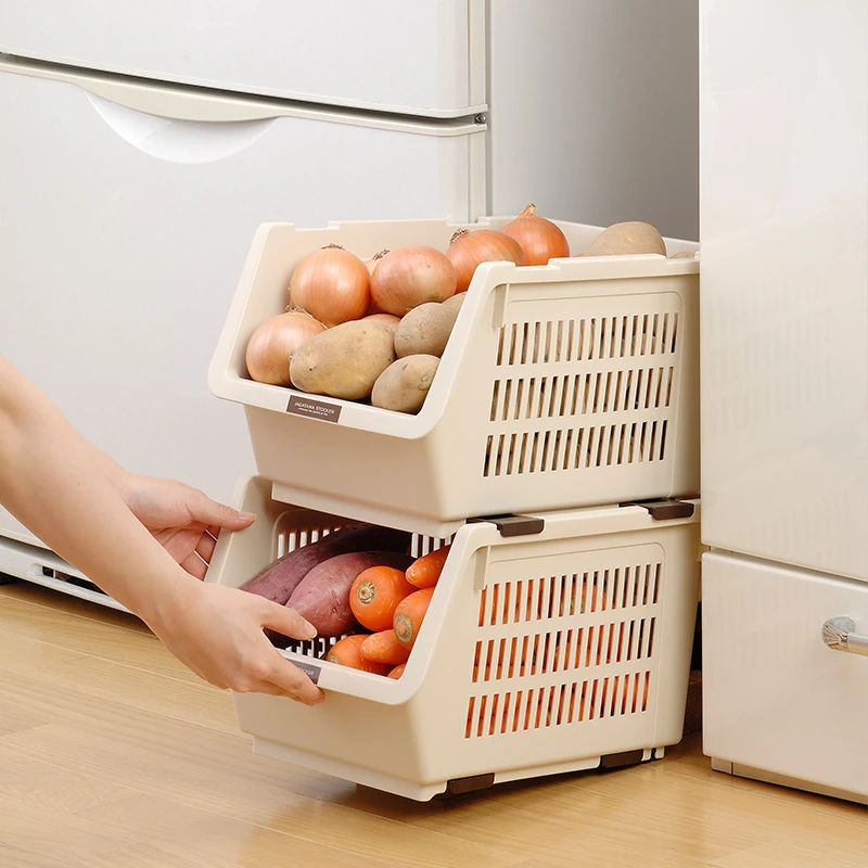 利快日本进口家用多功能多层旋转储物菜架收纳筐置物架单层置物筐