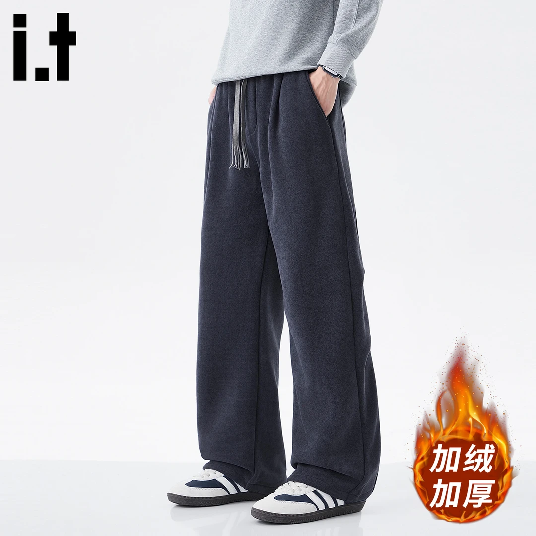i.t:CHOCOOLATE加绒休闲裤子男款秋冬款潮牌加厚保暖宽松百搭卫裤