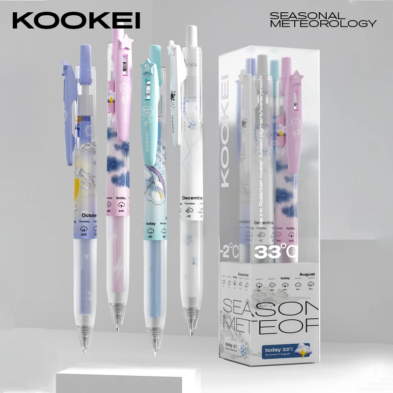 KOOKEI酷叶新款限定中性笔春夏秋冬学生考试0.5按动刷题黑色水笔