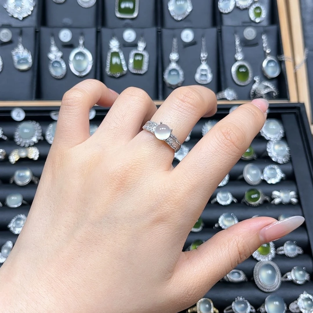 【闪购商品】岫玉戒指银S925镶嵌试*