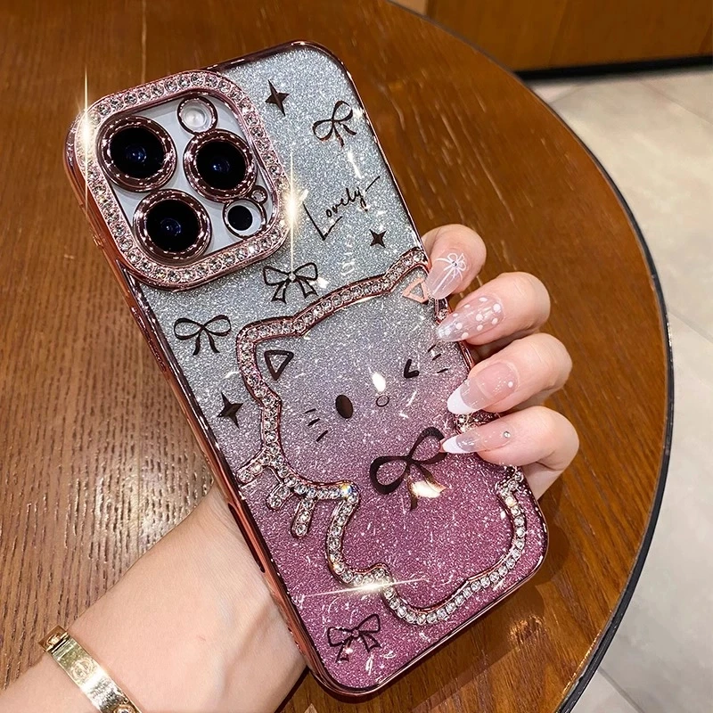 奢华水钻猫猫苹果16promax手机壳适用iphone15pro高级感14女13/12