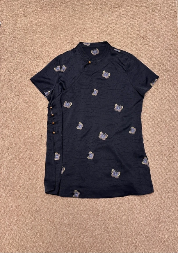 林杠杠夏季新品/蝴蝶刺绣新中式上衣