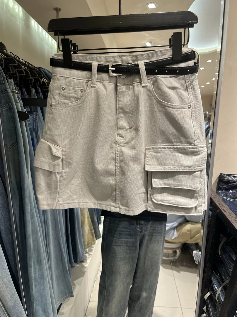 2025新款时尚显瘦气质百搭韩版休闲时尚灰色牛仔短裙