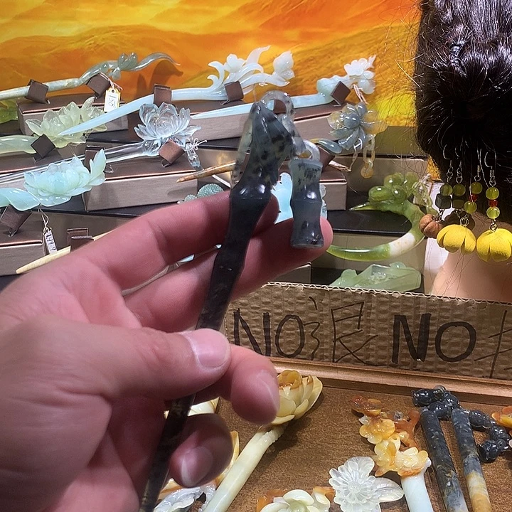 蛇纹石玉合金发饰